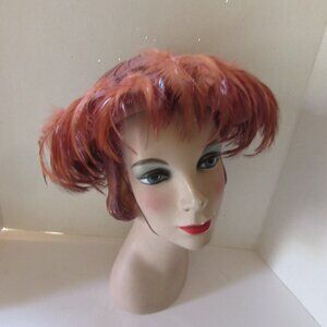 Handsome Vintage Hat with Rust Feathers Cinnamon Crepe Fall Winter Topper